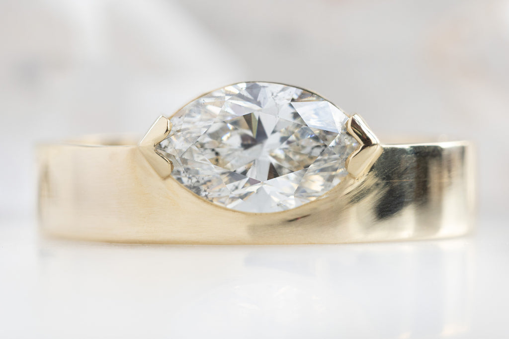 One Of A Kind Cigar Band with a Salt and Pepper Marquise Diamond