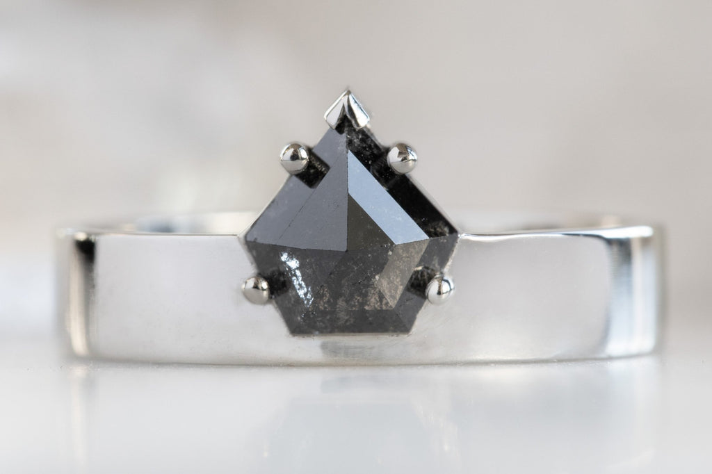 One Of A Kind Unisex Shield Cut Black Diamond Ring