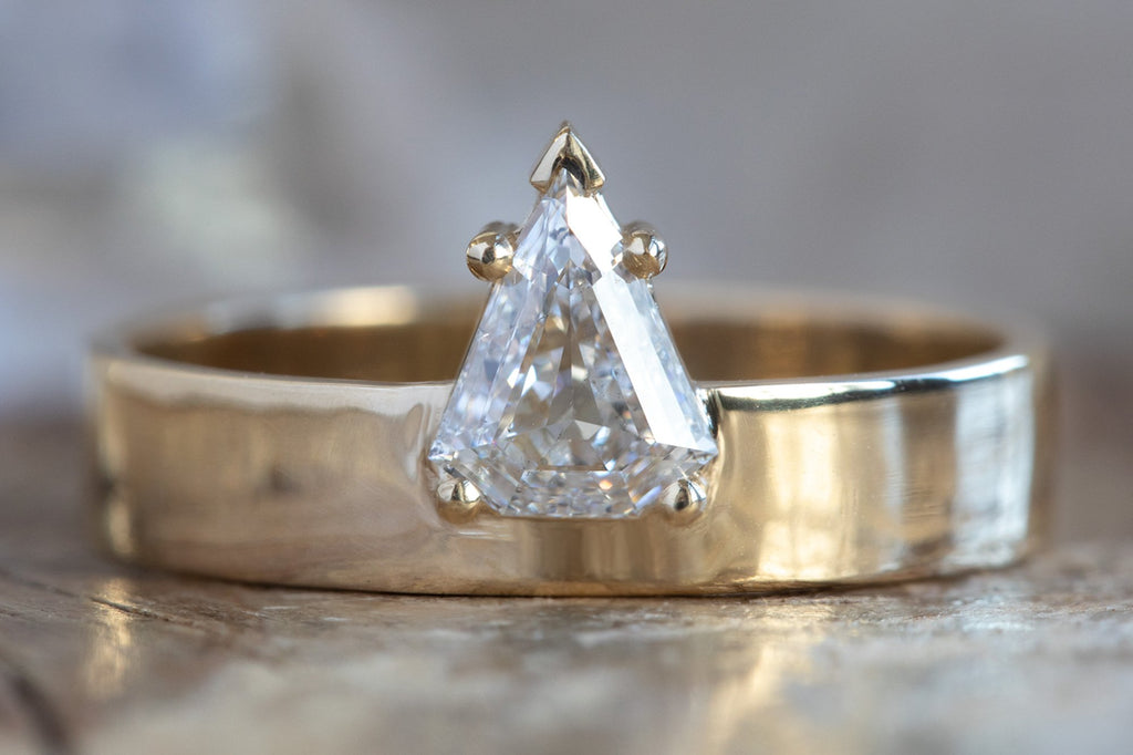 One Of A Kind Unisex Shield Cut White Diamond Ring