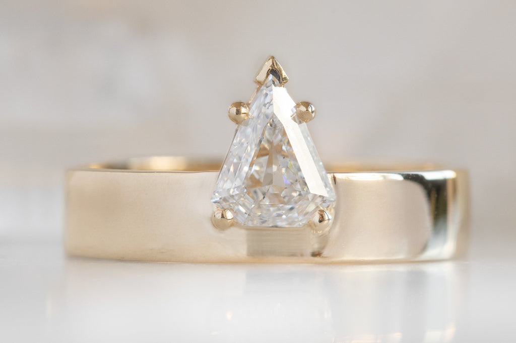One Of A Kind Unisex Shield Cut White Diamond Ring