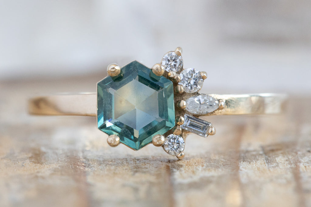 One of a Kind Montana Sapphire & Diamond Cluster Ring