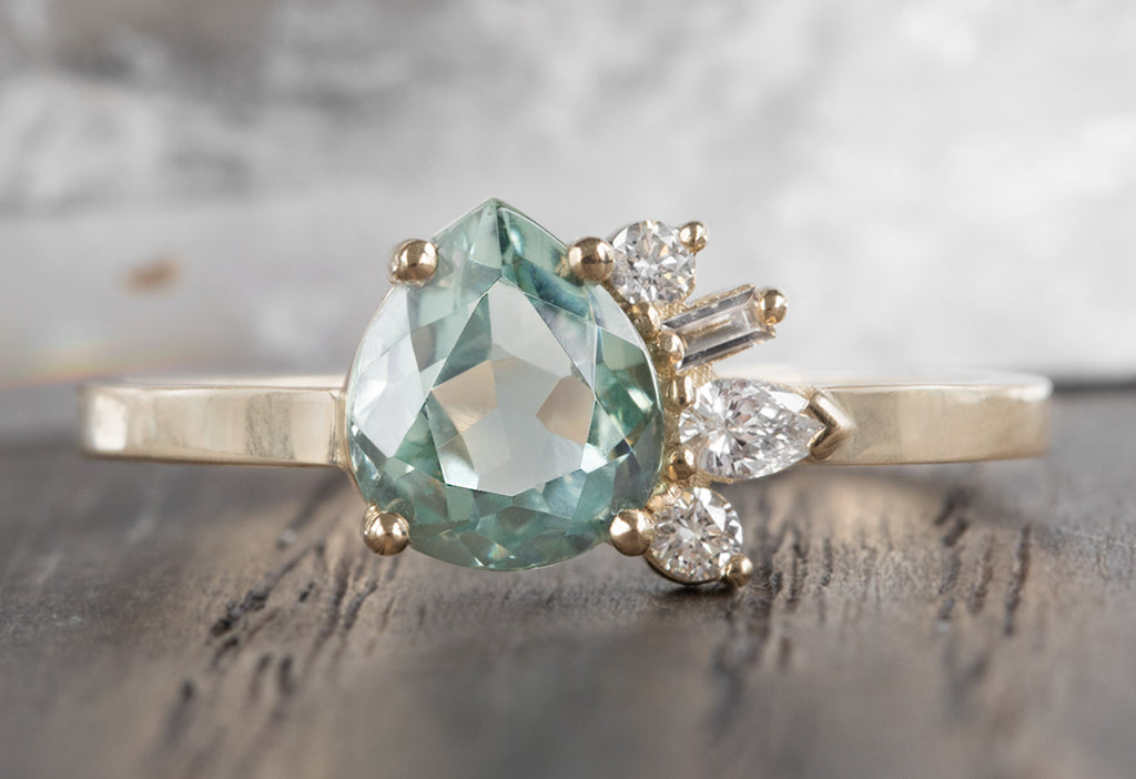 One of a Kind Montana Sapphire & Diamond Cluster Ring