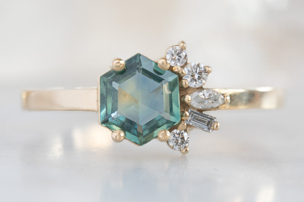 One of a Kind Montana Sapphire & Diamond Cluster Ring