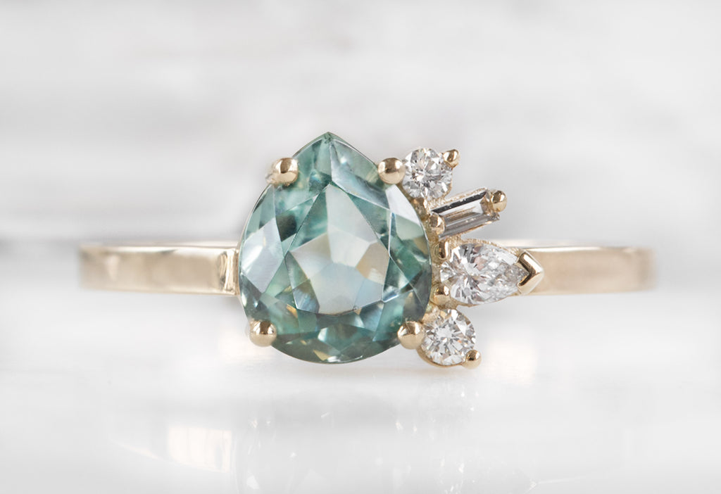 One of a Kind Montana Sapphire & Diamond Cluster Ring
