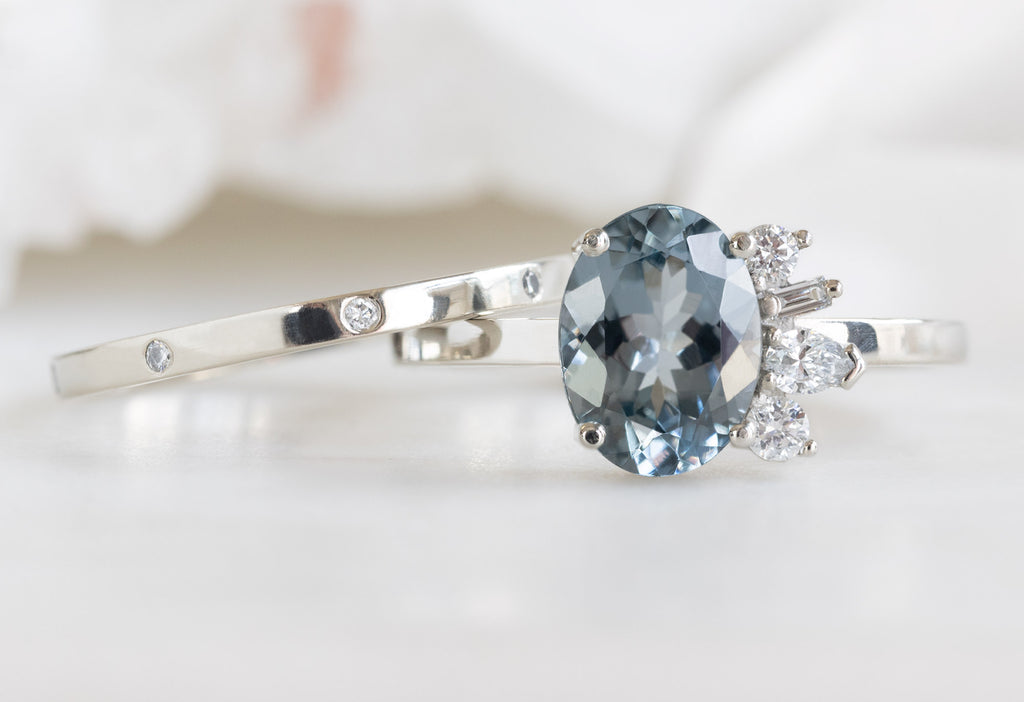 One of a Kind Spinel + Diamond Cluster Ring with Diamond Eternity Band
