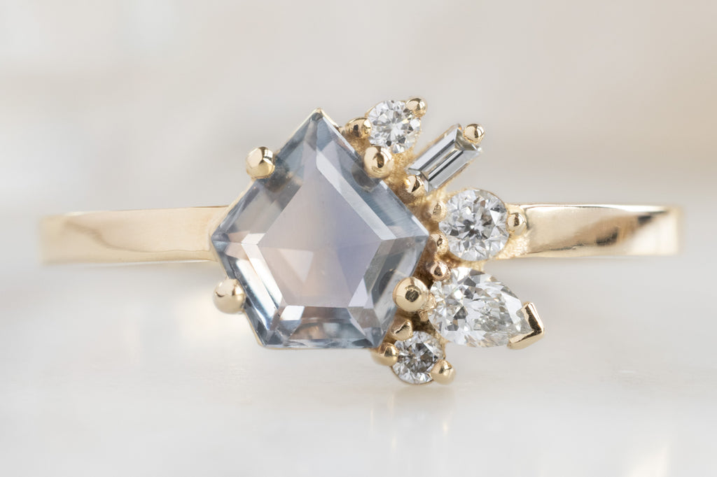 One of a Kind Montana Sapphire and Diamond Cluster Ring