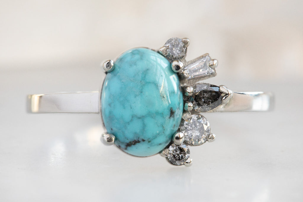 One of a Kind Turquoise & Diamond Cluster Ring