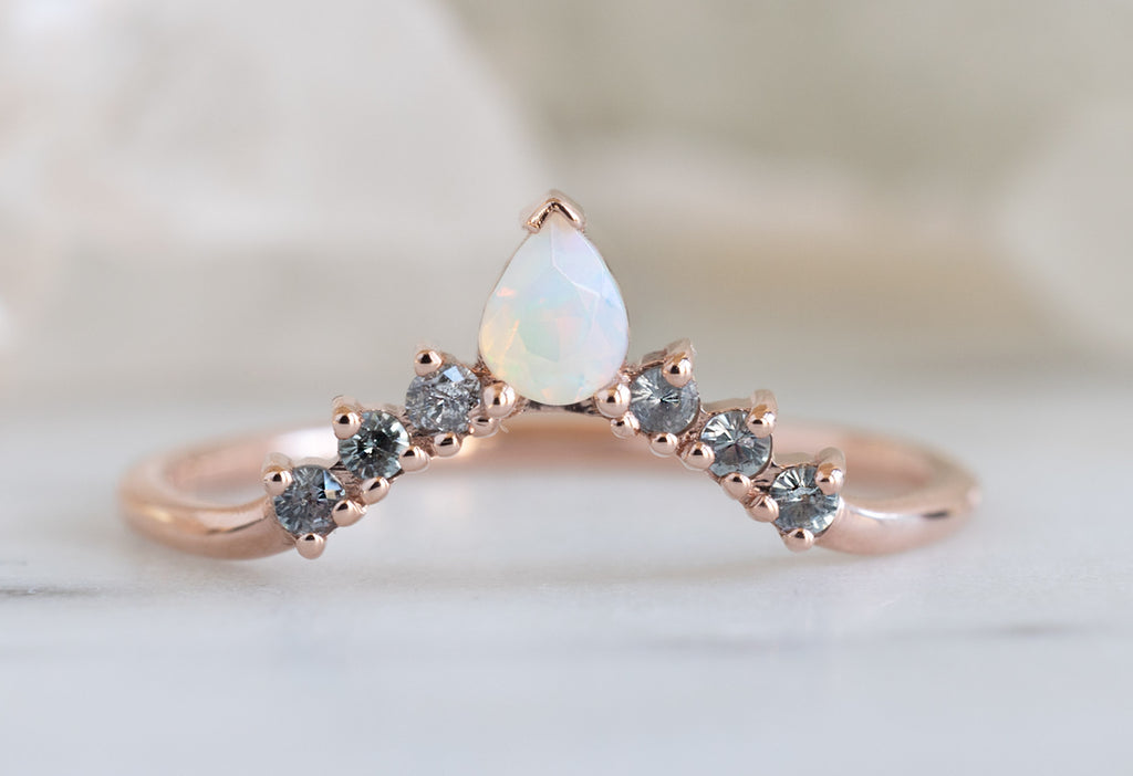 Opal + Montana Sapphire Sunburst Stacking Ring