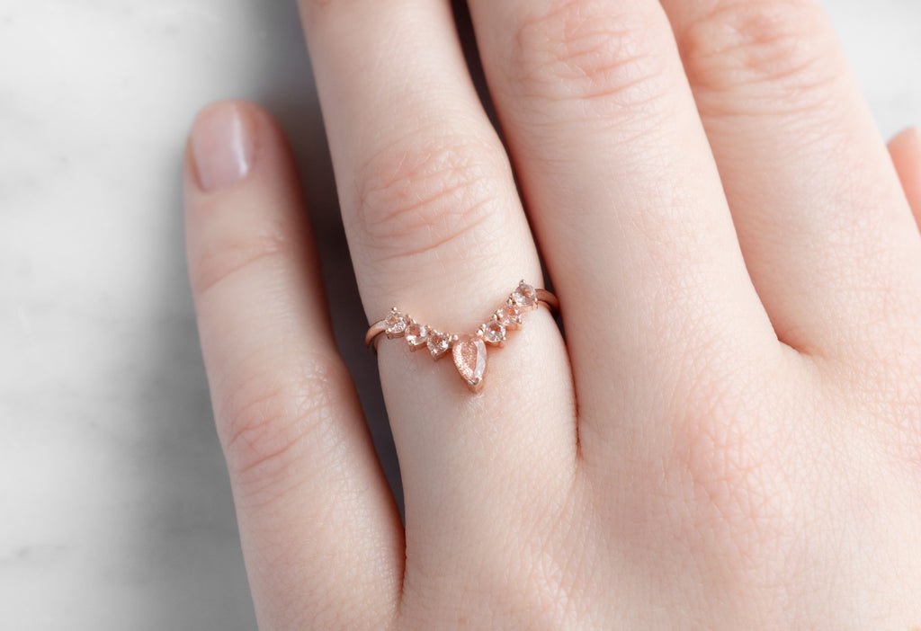 Oregon Sunstone Sunburst Stacking Ring on Model