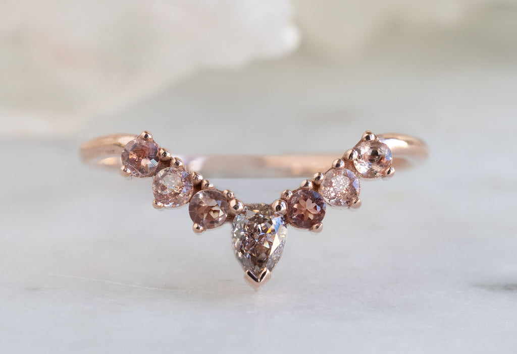 Pink Diamond + Sunstone Sunburst Stacking Ring