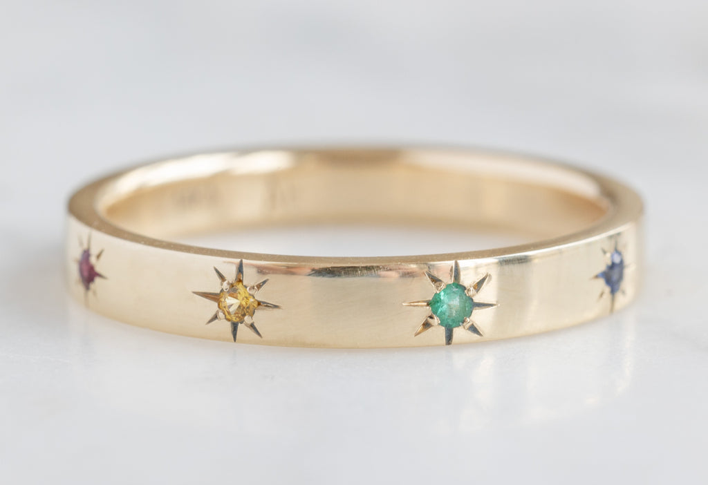 Rainbow Star Setting Band-14k Yellow Gold