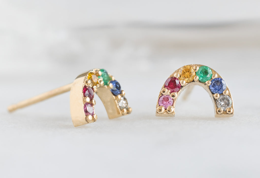 Rainbow Stud Earrings Side View