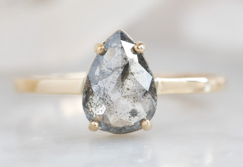 Rose Cut Salt + Pepper Diamond Engagement Ring