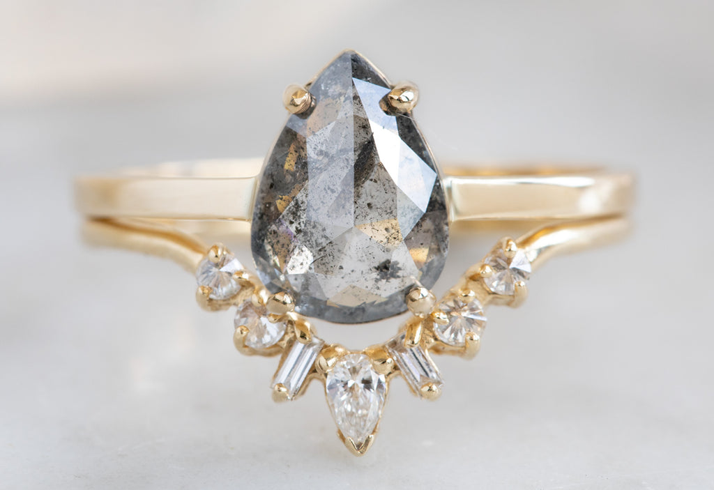 Rose Cut Salt + Pepper Diamond Engagement Ring