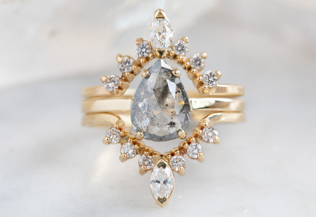 Rose Cut Salt + Pepper Diamond Engagement Ring