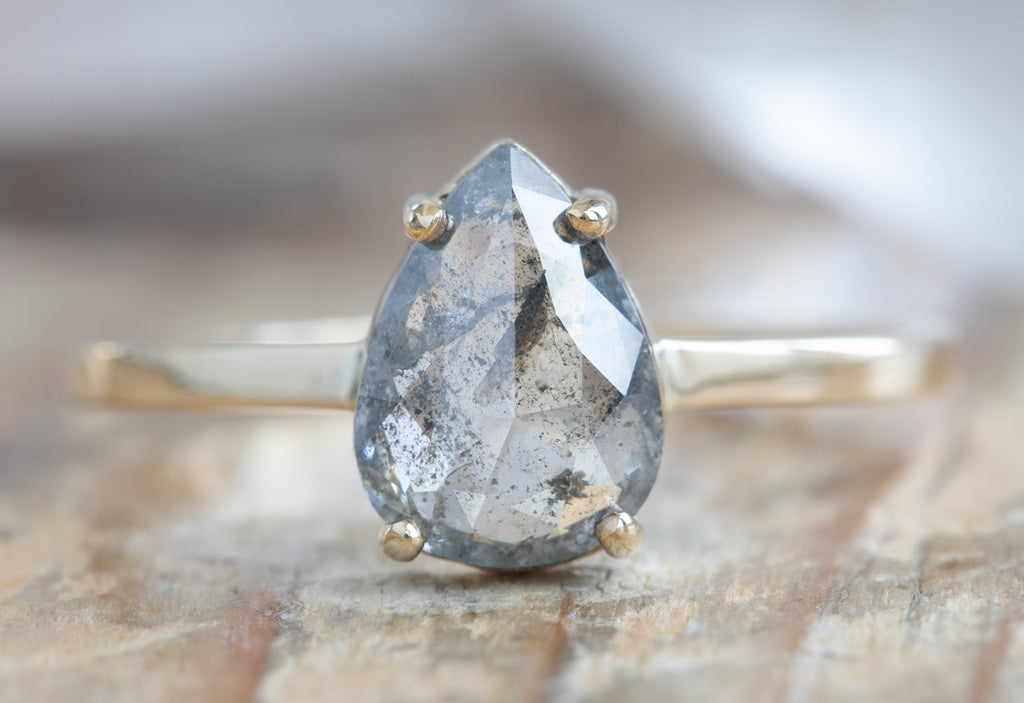 Rose Cut Salt + Pepper Diamond Engagement Ring
