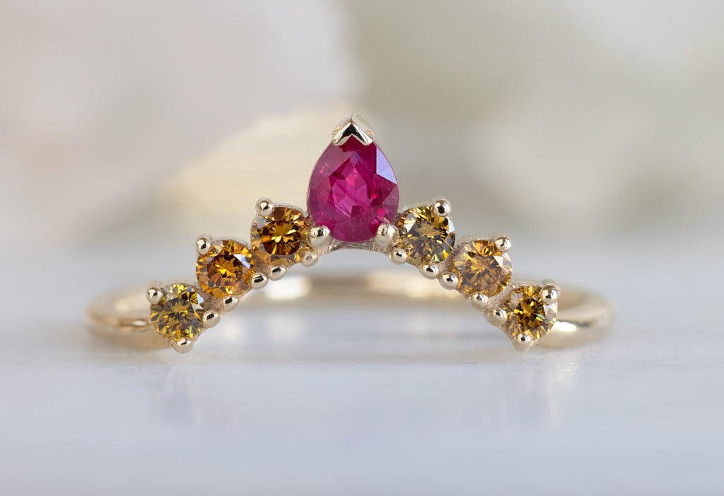 Ruby + Yellow Diamond Sunburst Stacking Ring