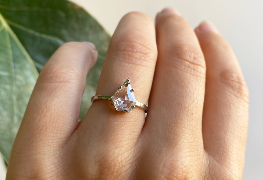 Shield Cut White Diamond Engagement Ring