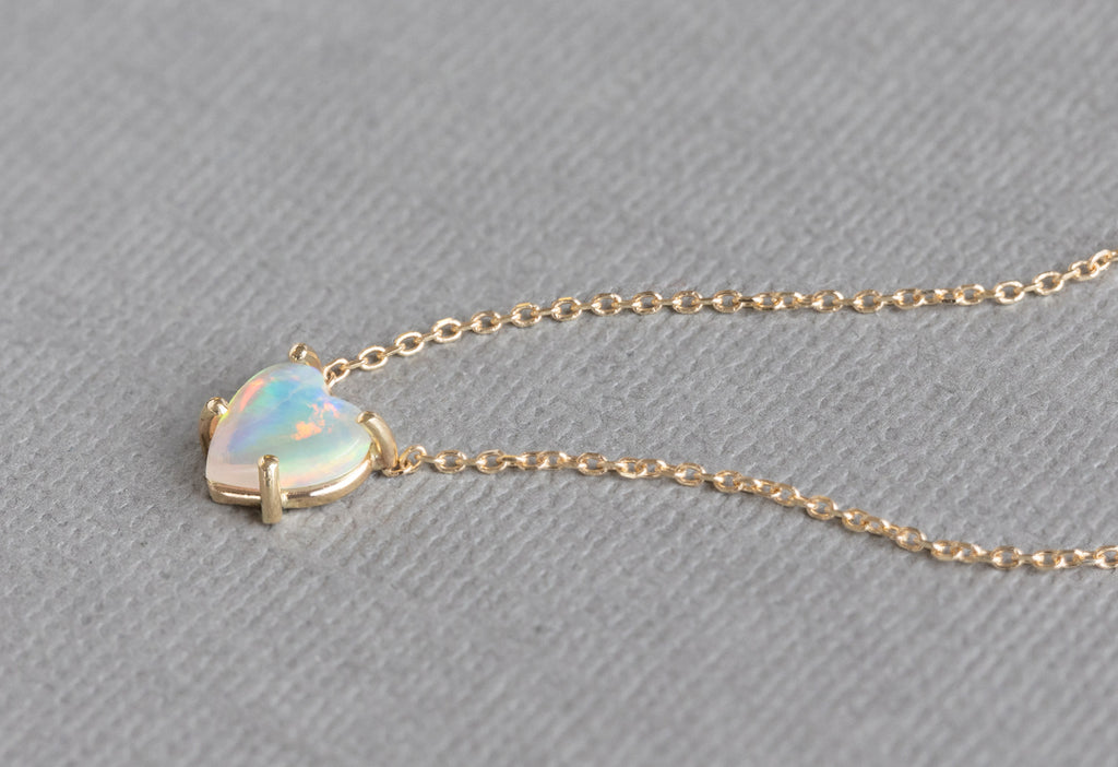 Side View of Sweetheart Opal Necklace