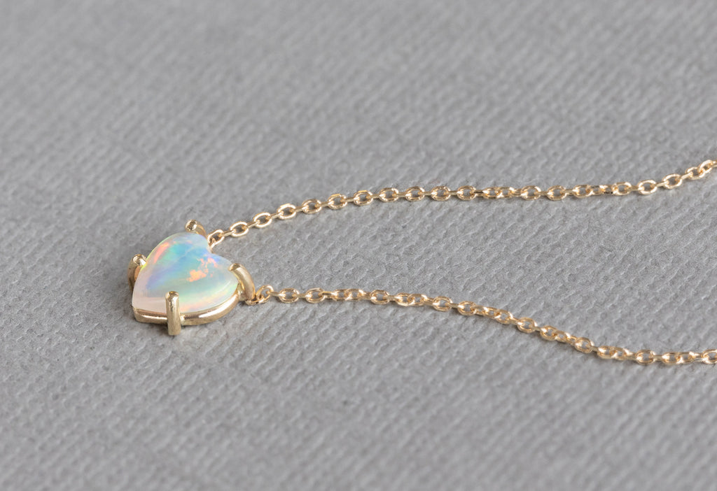 Side View of Sweetheart Opal Necklace