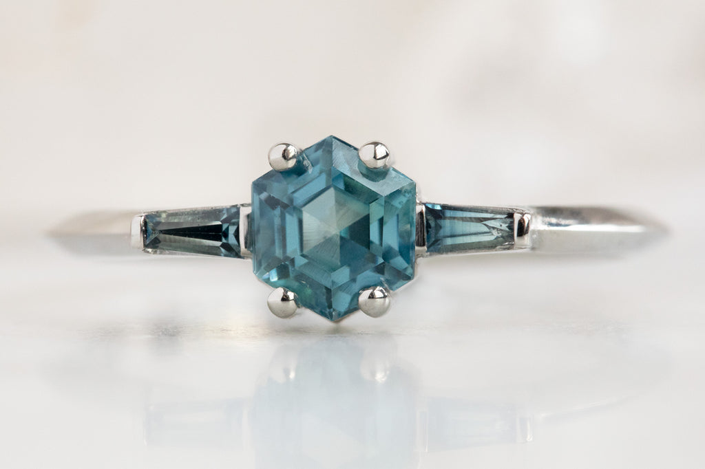 The Ash Ring with a Montana Sapphire Hexagon