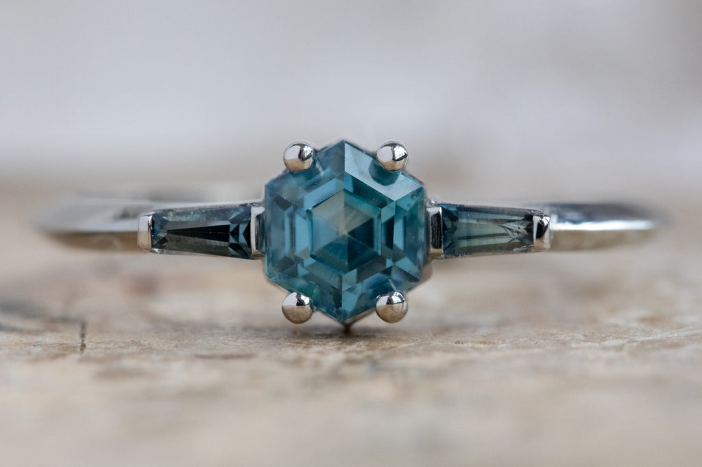 The Ash Ring with a Montana Sapphire Hexagon
