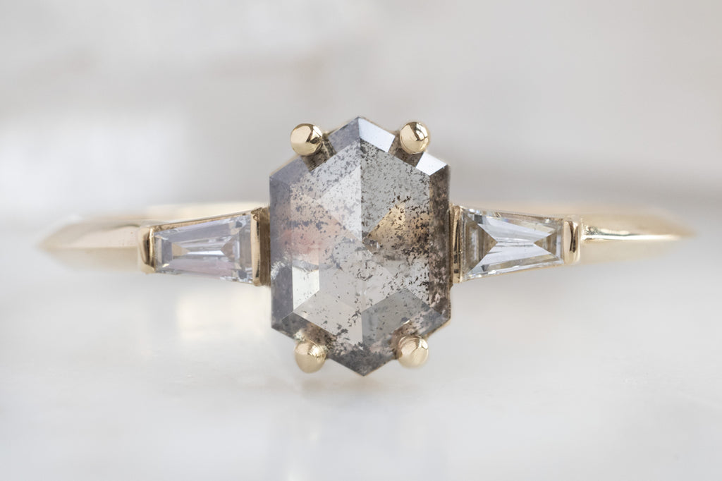 The Ash Ring with a Salt and Pepper Hexagon Diamond