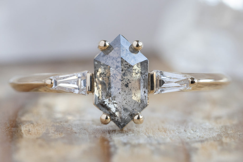 The Ash Ring with a Salt and Pepper Hexagon Diamond