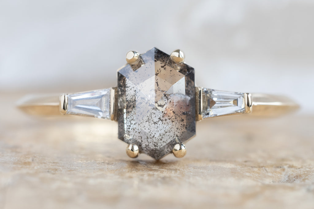 The Ash Ring with a Salt and Pepper Hexagon Diamond