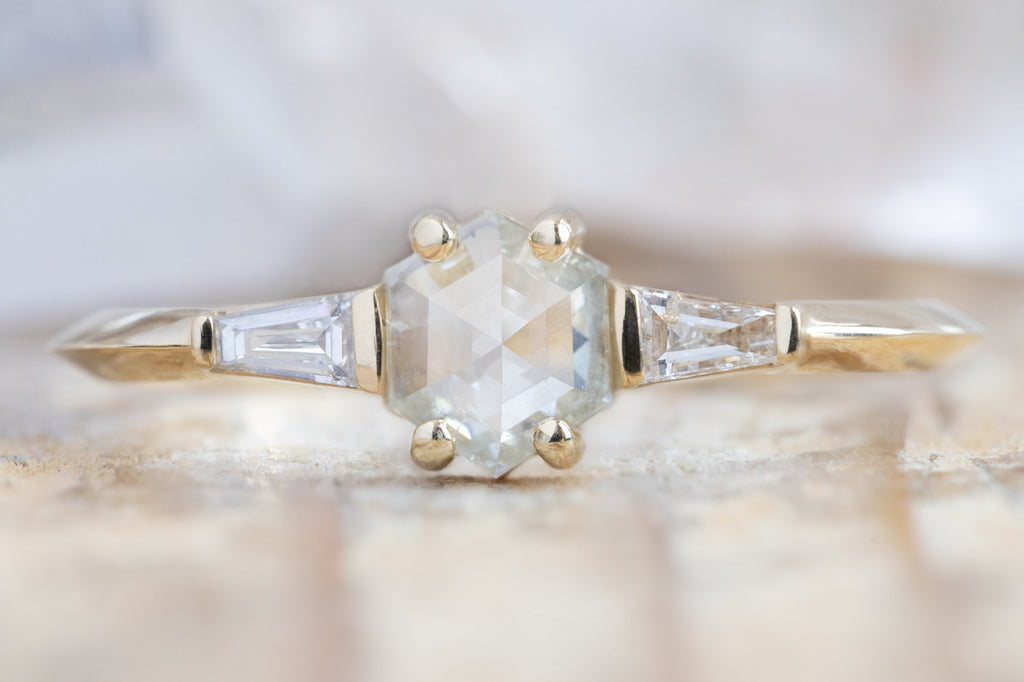 The Ash Ring with a White Hexagon Diamond
