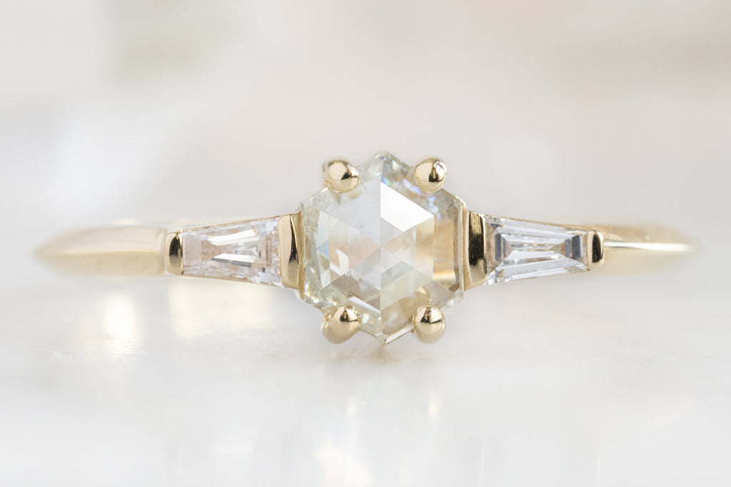 The Ash Ring with a White Hexagon Diamond