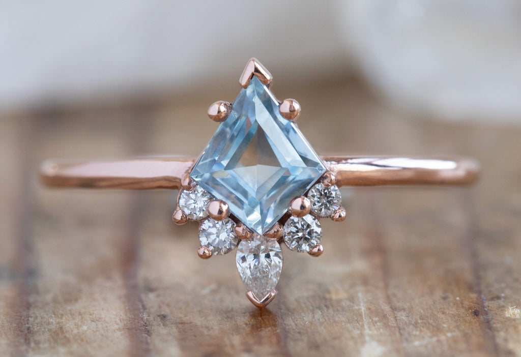 The Aster Ring with a Kite-Shaped Pastel Sapphire