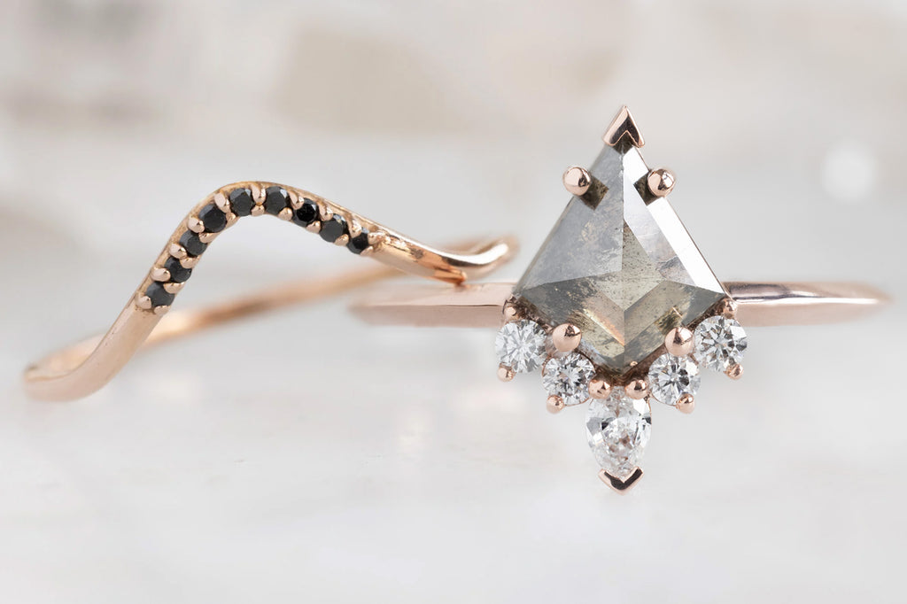The Aster Ring with a Kite-Shaped Salt and Pepper Diamond