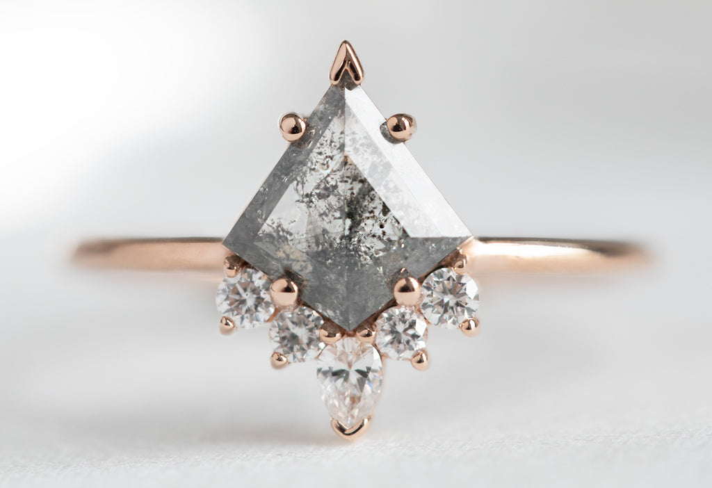 The Aster Ring with a Kite-Shaped Salt and Pepper Diamond