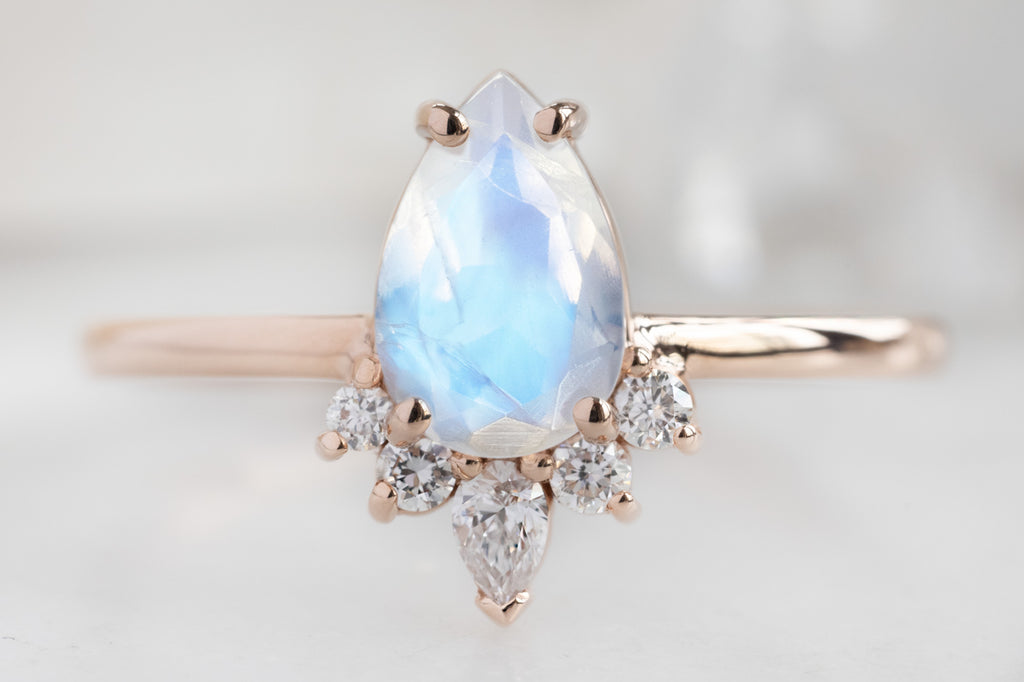 The Aster Ring with a Pear-Cut Moonstone