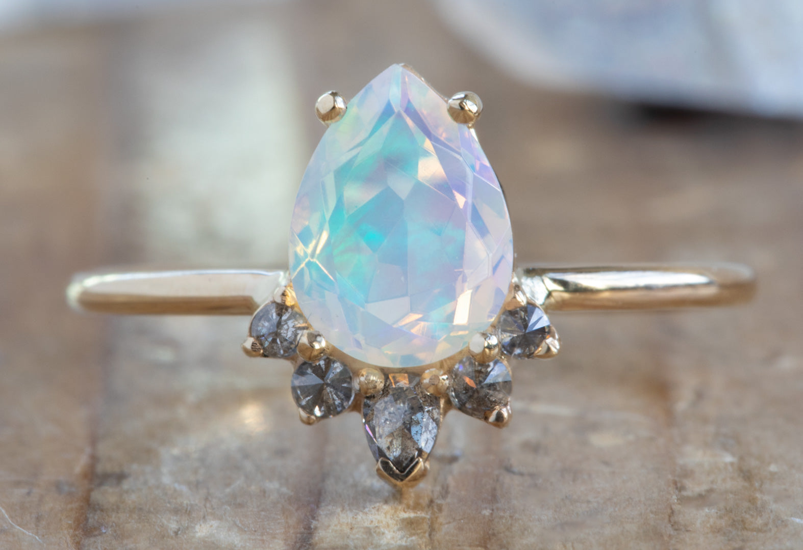 Alexis Russell - The Aster Ring with A Pear-Cut White Diamond
