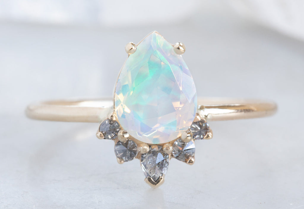 The Aster Ring with a Pear-Cut Opal