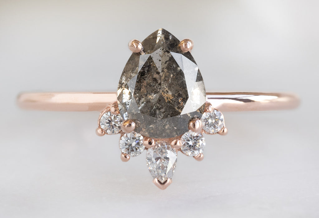The Aster Ring with a Pear-Cut Salt and Pepper Diamond