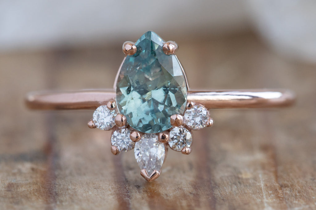 The Aster Ring with a Pear-Cut Sapphire