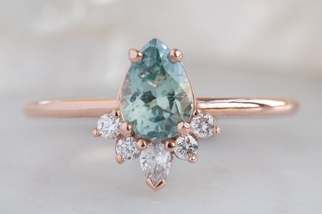 The Aster Ring with a Pear-Cut Sapphire