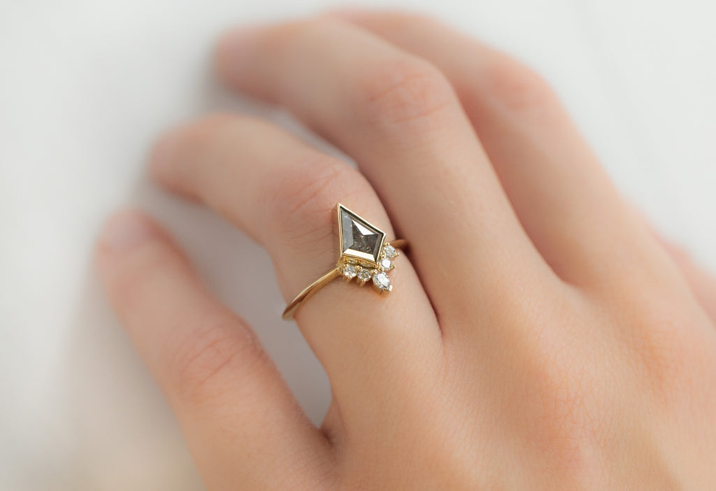 The Aster Ring with a Salt and Pepper Kite Diamond on Model