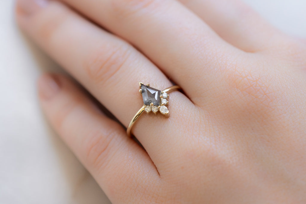 The Aster Ring with a Salt and Pepper Kite Diamond on Model