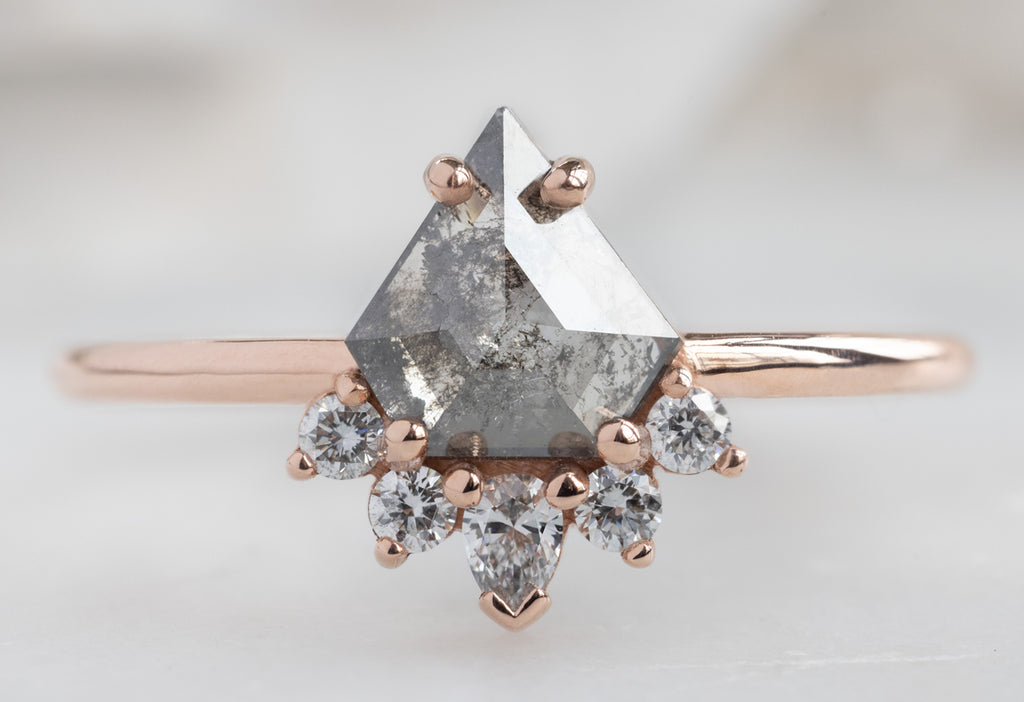 The Aster Ring with a Shield-Cut Salt and Pepper Diamond