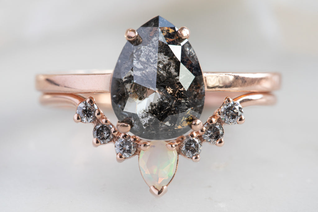 The Bryn Ring With a Rose-Cut Black Diamond With Stacking Band