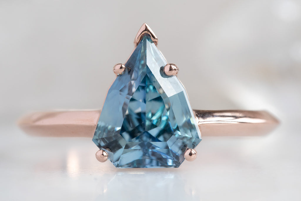 The Bryn Ring With a Shield Cut Sapphire