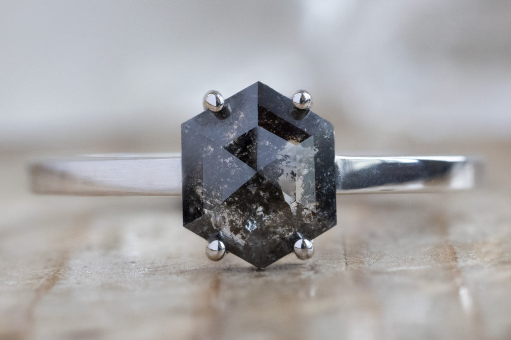 The Bryn Ring with a Black Hexagon Diamond