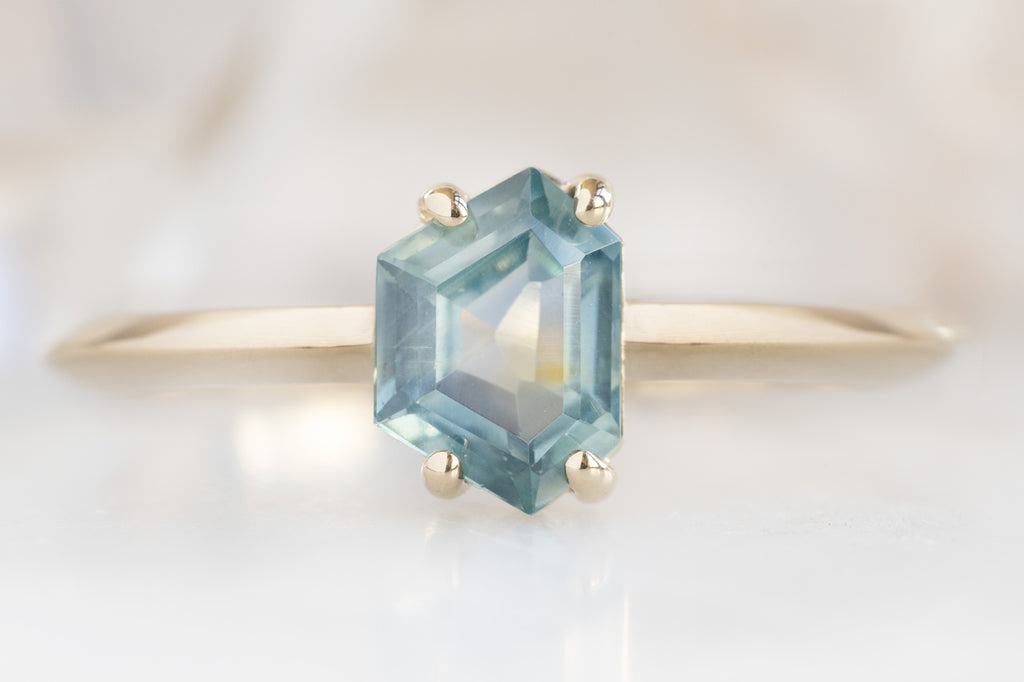 The Bryn Ring with a Geometric Montana Sapphire