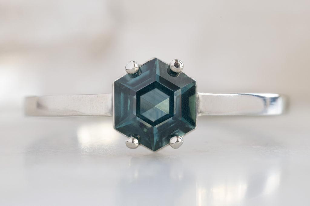 The Bryn Ring with a Montana Sapphire Hexagon