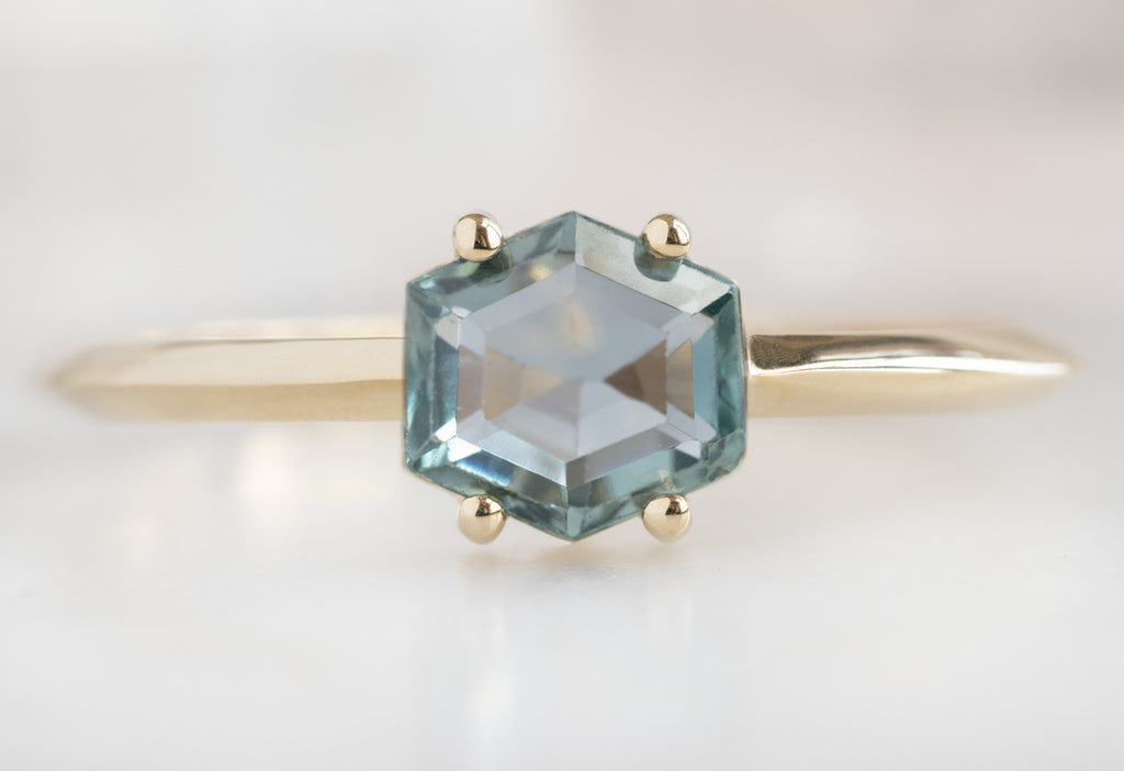 The Bryn Ring with a Montana Sapphire Hexagon