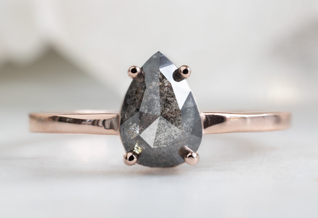 The Bryn Ring with a Rose-Cut Black Diamond With Stacking Band